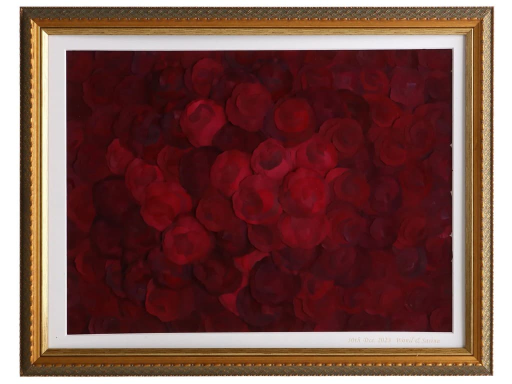 名入れした押し花アートの完成作品